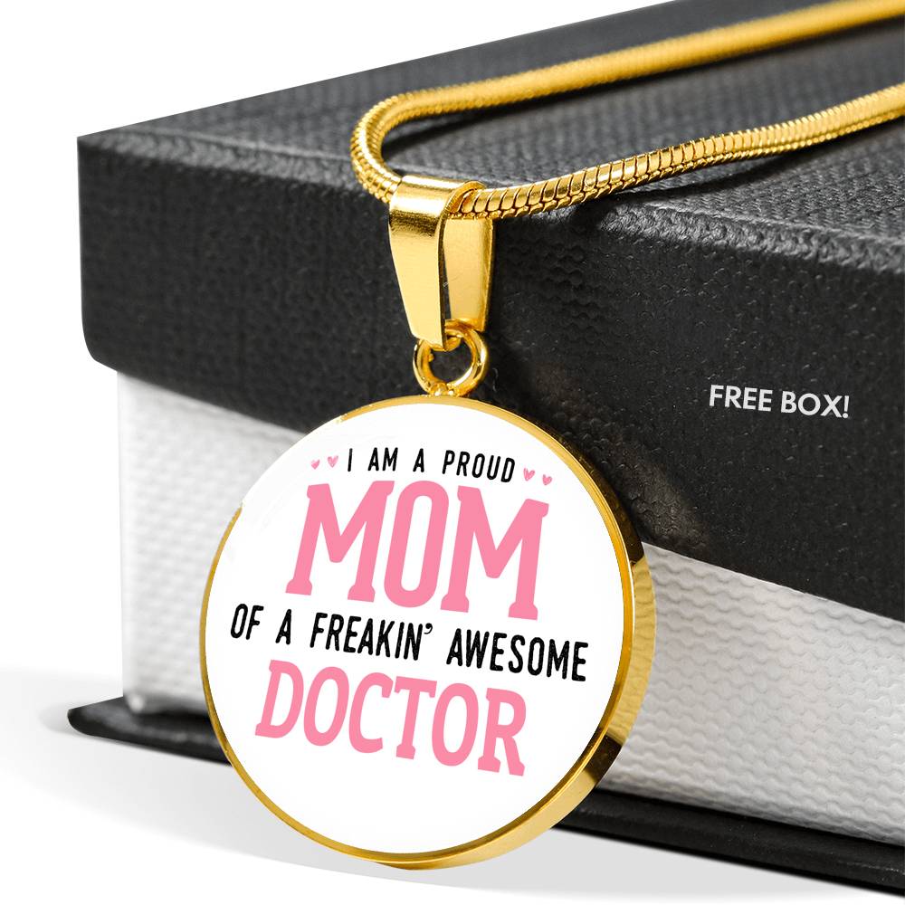 Proud Mom Necklace Round - Light