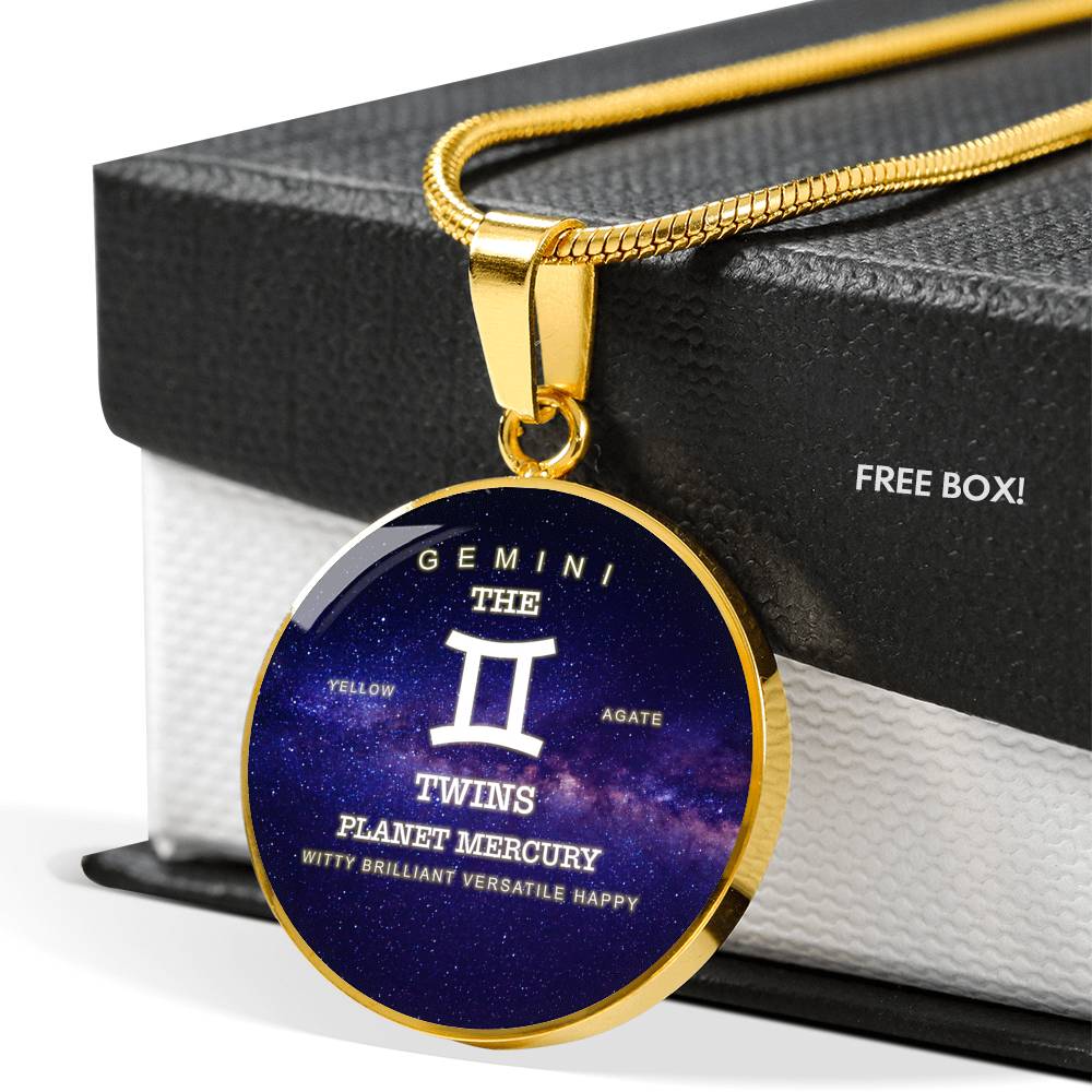 Gemini Gold/Silver Zodiac Round Necklace