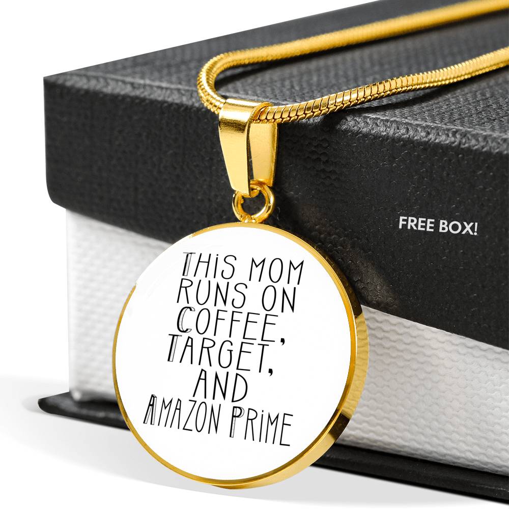 This Mom Runs - Gold/Silver Round Necklace - White