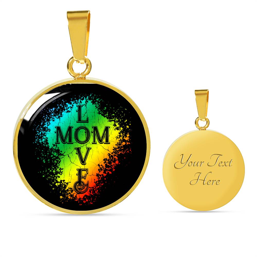 Mom Love Necklace Round - Dark