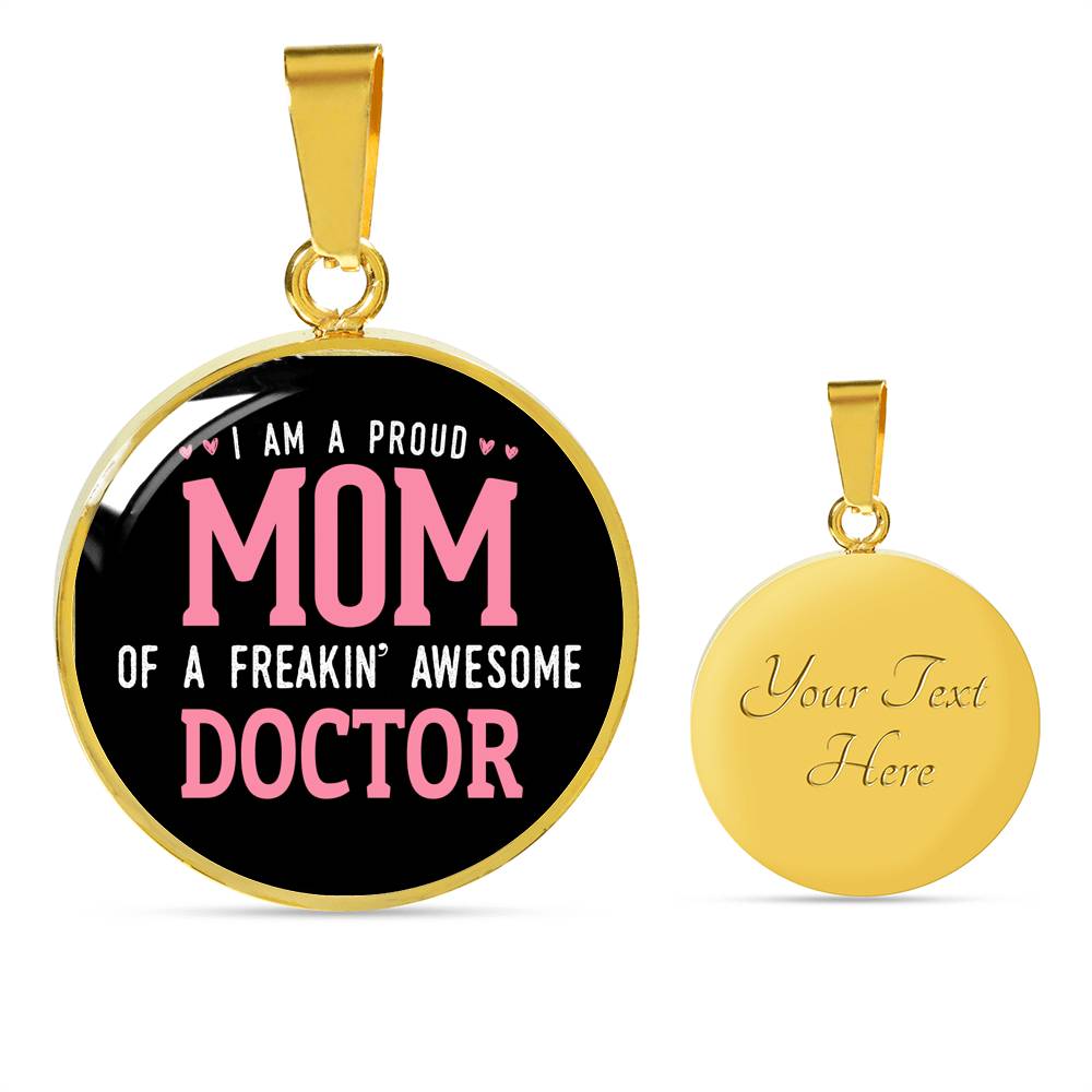 Proud Mom Necklace Round - Dark