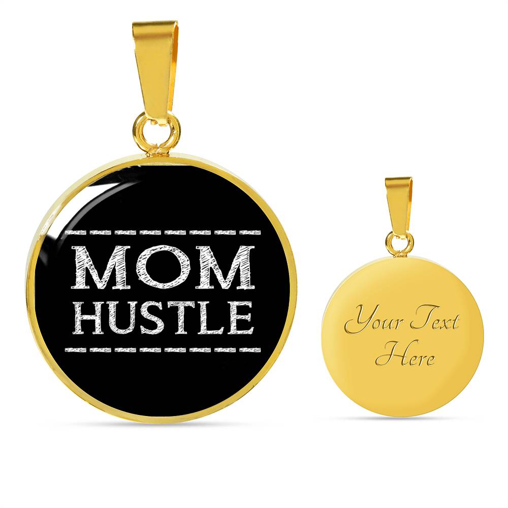 Mom Hustle - Gold/Silver Round Necklace - Black