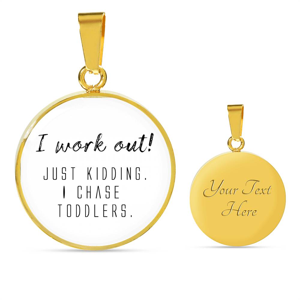 I Work Out! - Gold/Silver Round Necklace - White