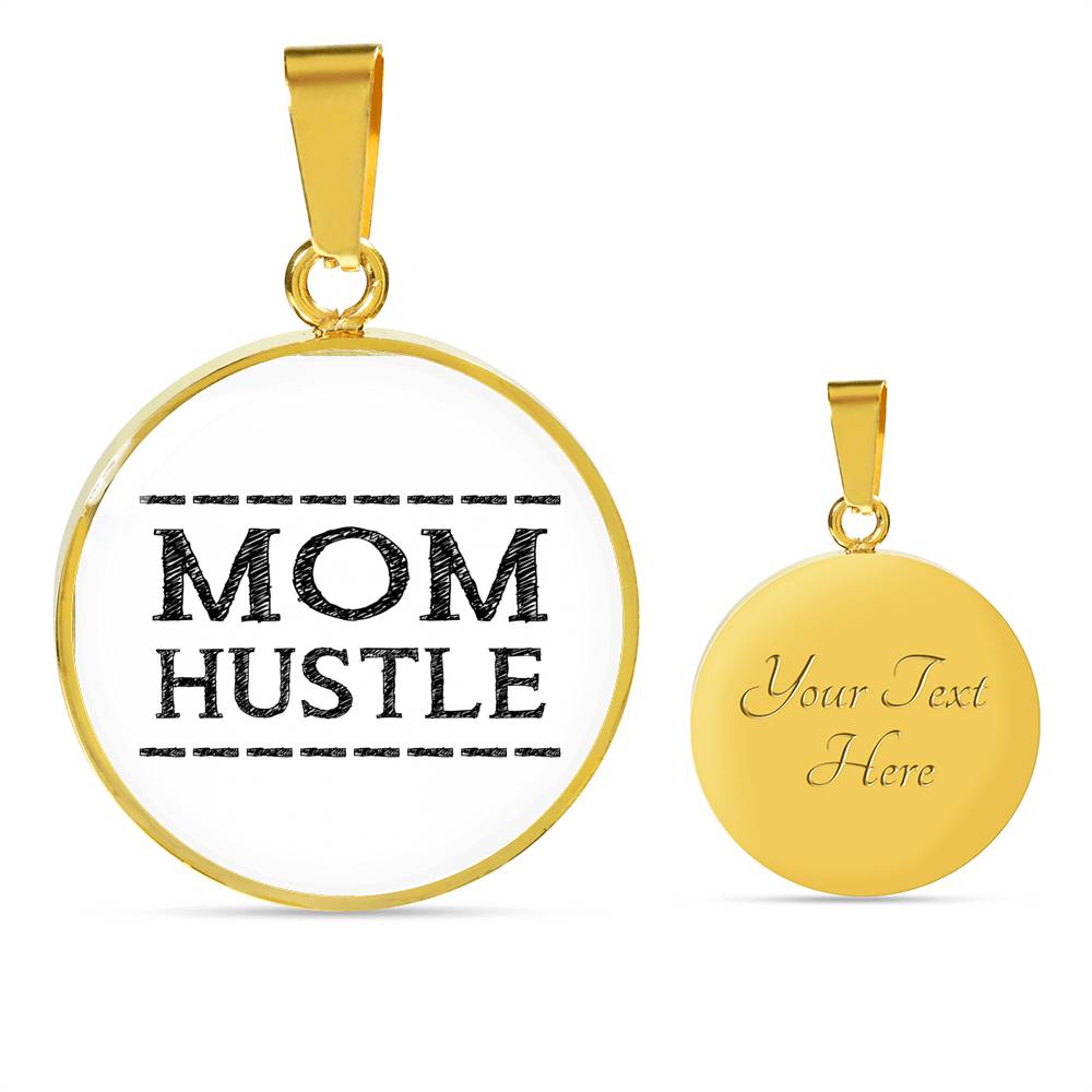 Mom Hustle - Gold/Silver Round Necklace - White