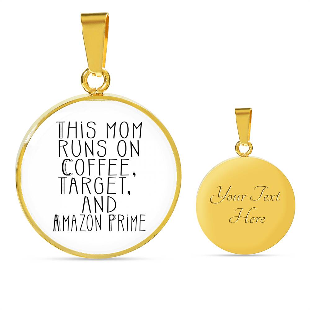 This Mom Runs - Gold/Silver Round Necklace - White