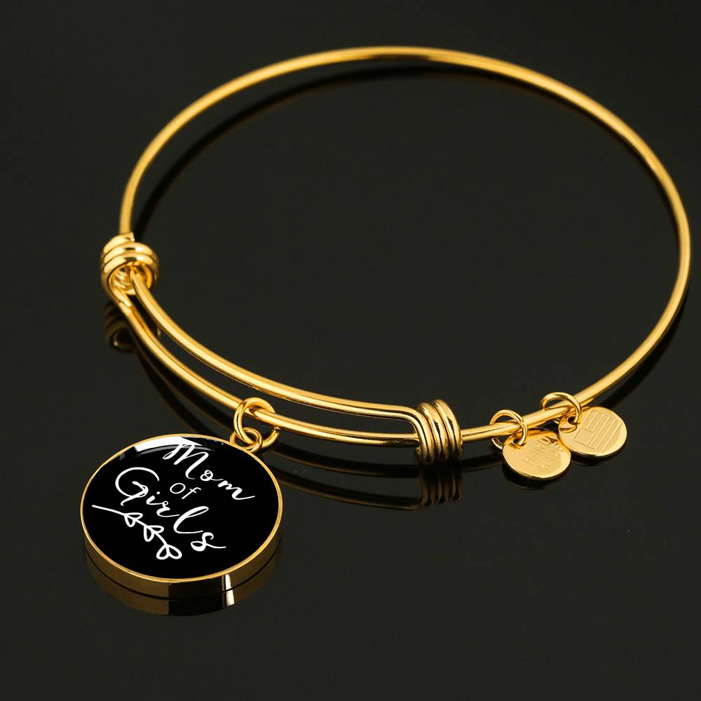 Mom Of Girls - Gold/Silver Round Bracelet - Black