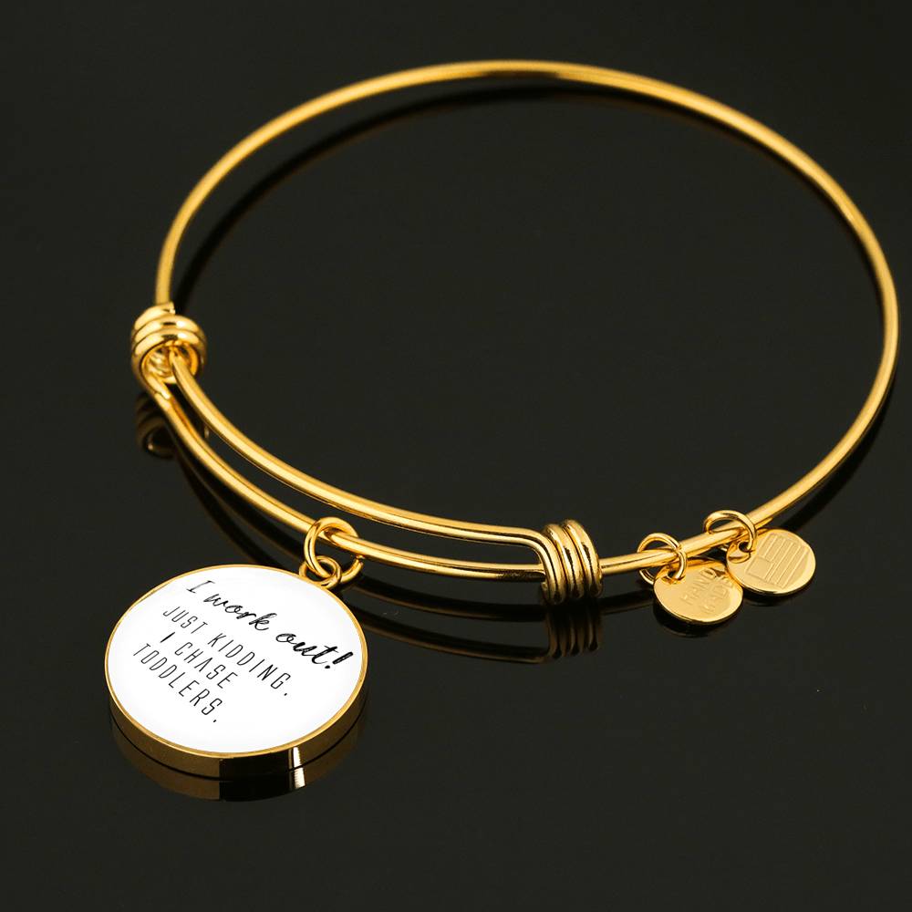 I Work Out! - Gold/Silver Round Bracelet - White