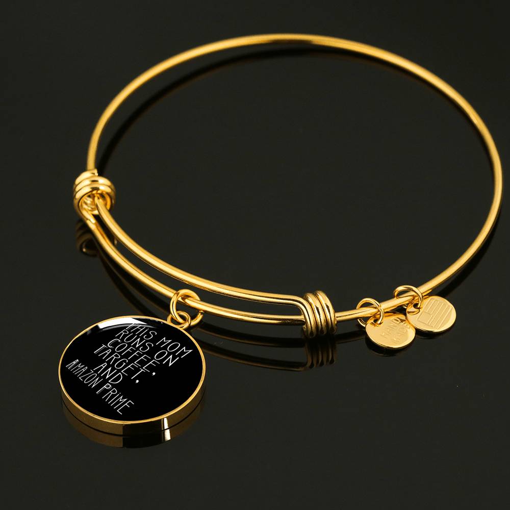 This Mom Runs - Gold/Silver Round Bracelet - Black
