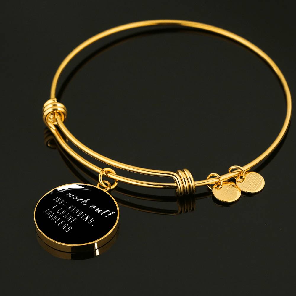 I Work Out! - Gold/Silver Round Bracelet - Black