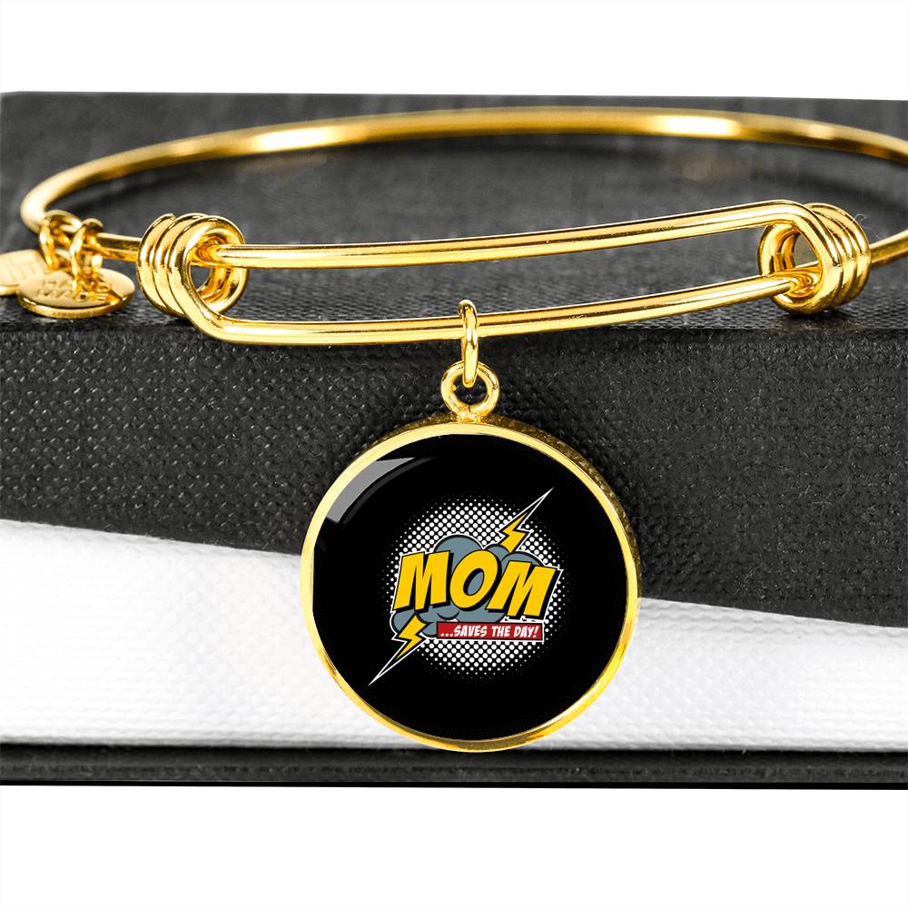 Mom Saves The Day Bracelet Round - Dark