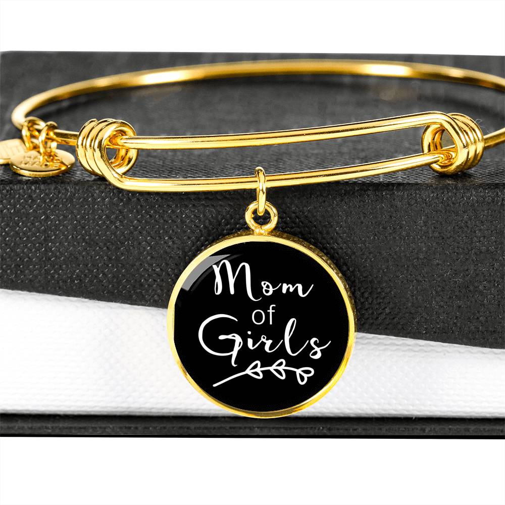 Mom Of Girls - Gold/Silver Round Bracelet - Black