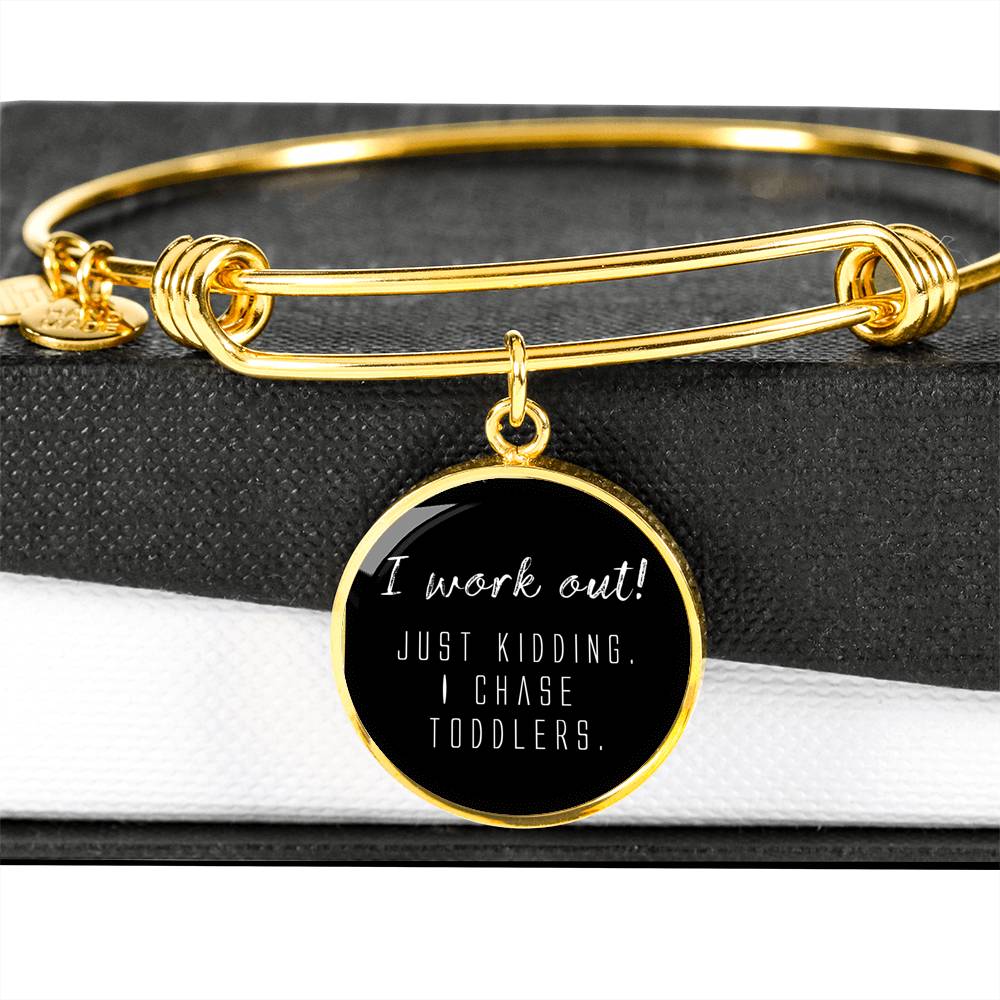 I Work Out! - Gold/Silver Round Bracelet - Black