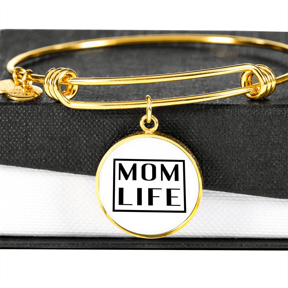 Mom Life - Gold/Silver Round Bracelet - White