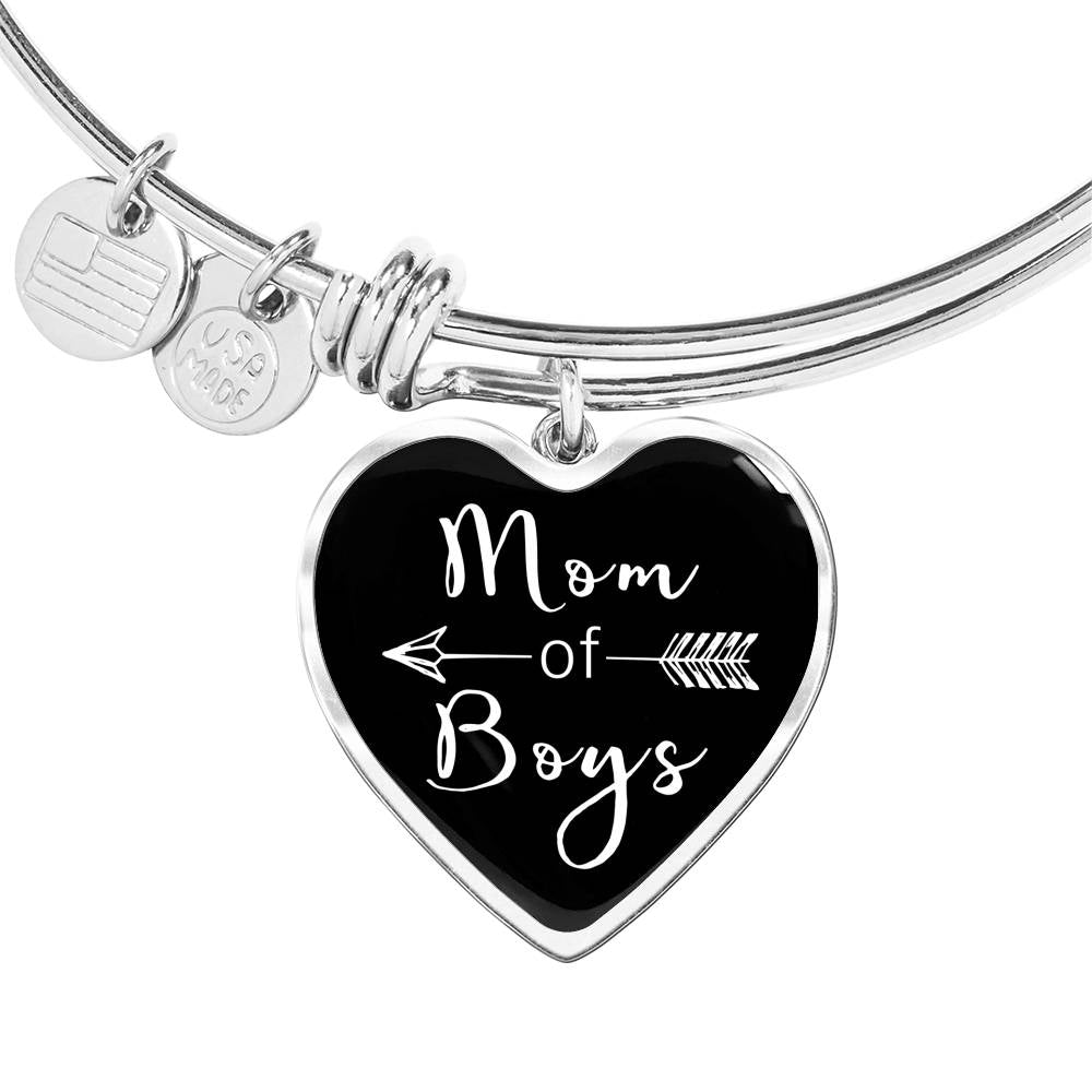 Mom Of Boys - Gold/Silver Heart Bracelet - Black