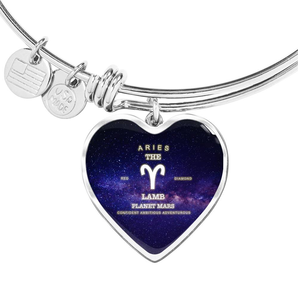 Aries Gold/Silver Zodiac Heart Bracelet