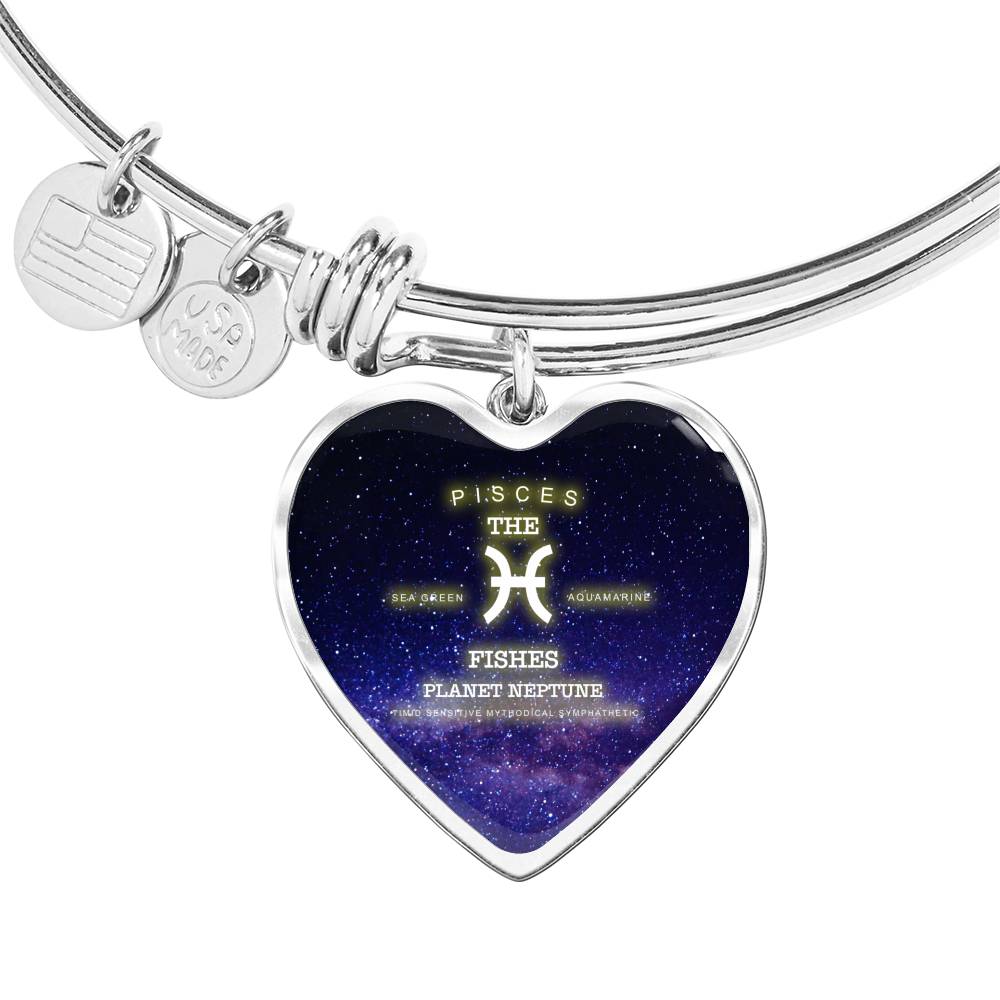 Pisces Gold/Silver Zodiac Heart Bracelet