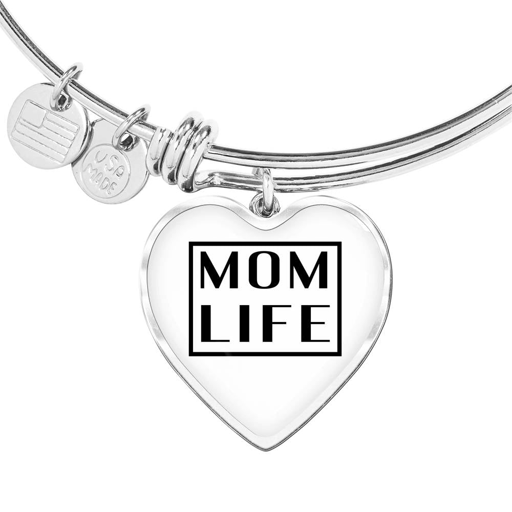 Mom Life - Gold/Silver Heart Bracelet - White