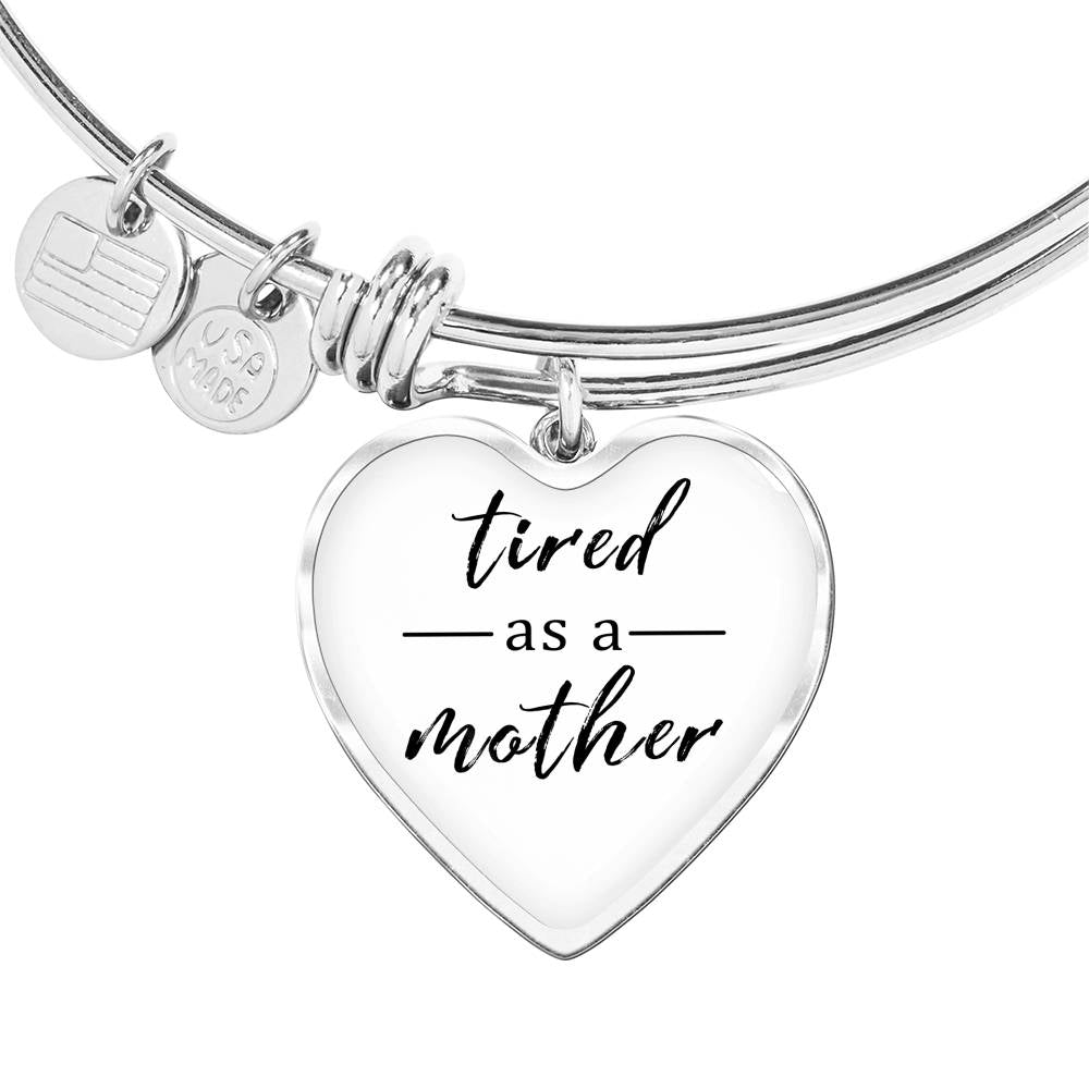 Tired As A Mother - Gold/Silver Heart Bracelet - White