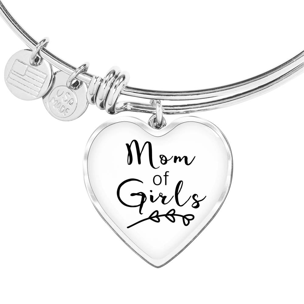 Mom Of Girls - Gold/Silver Heart Bracelet - White