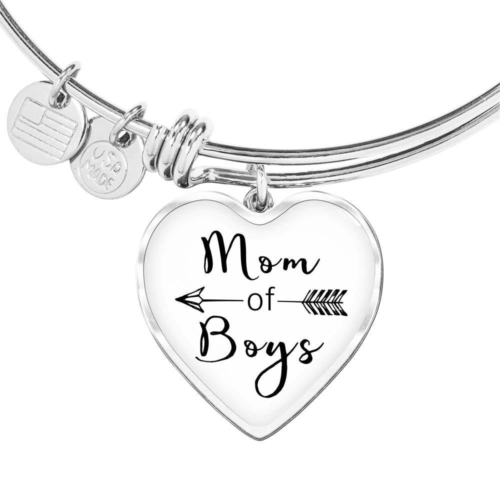 Mom Of Boys - Gold/Silver Heart Bracelet - White