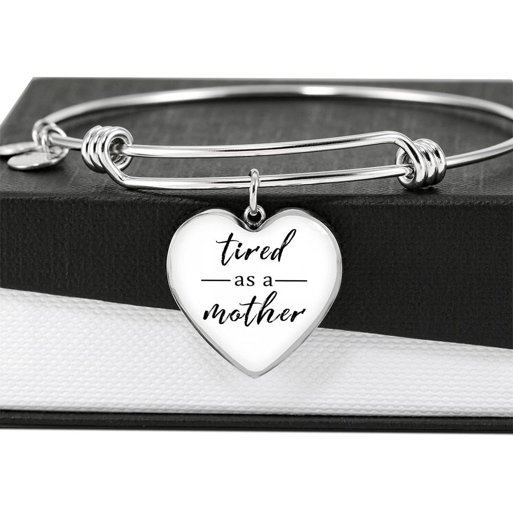 Tired As A Mother - Gold/Silver Heart Bracelet - White