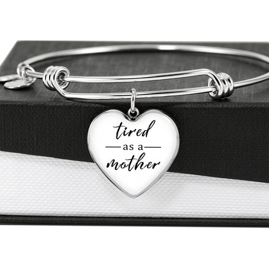 Tired As A Mother - Gold/Silver Heart Bracelet - White