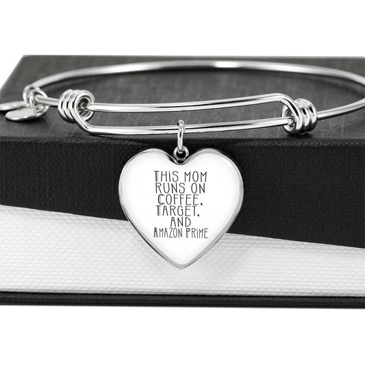 This Mom Runs - Gold/Silver Heart Bracelet - White