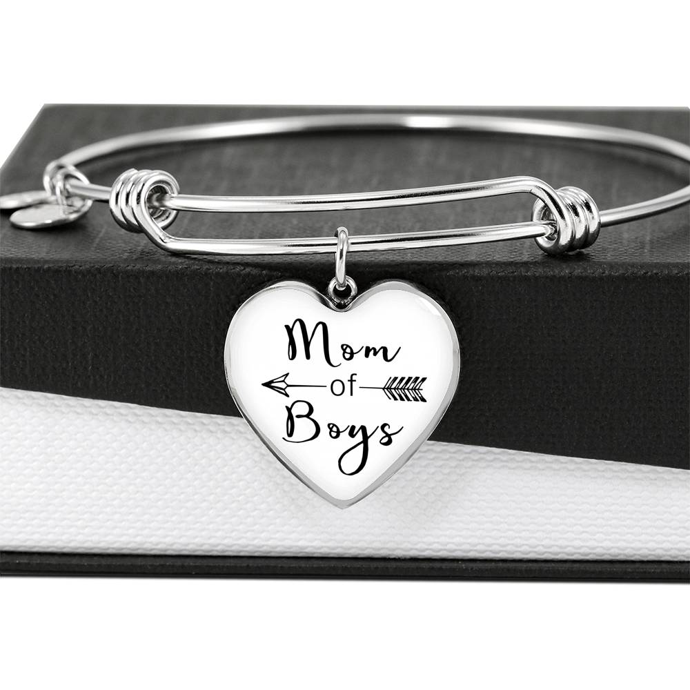 Mom Of Boys - Gold/Silver Heart Bracelet - White