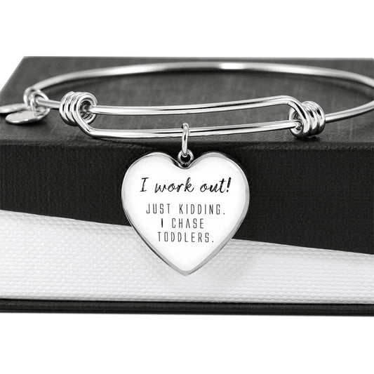 I Work Out! - Gold/Silver Heart Bracelet - White