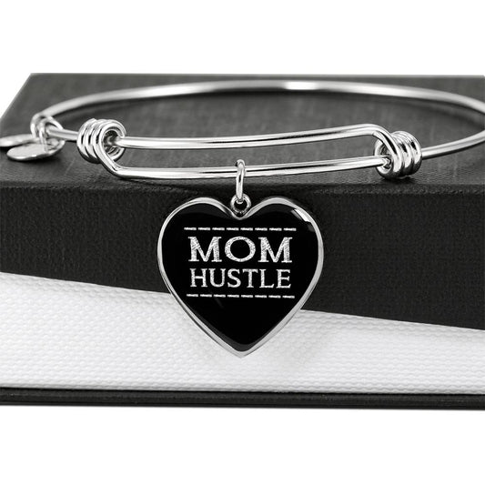 Mom Hustle - Gold/Silver Heart Bracelet - Black