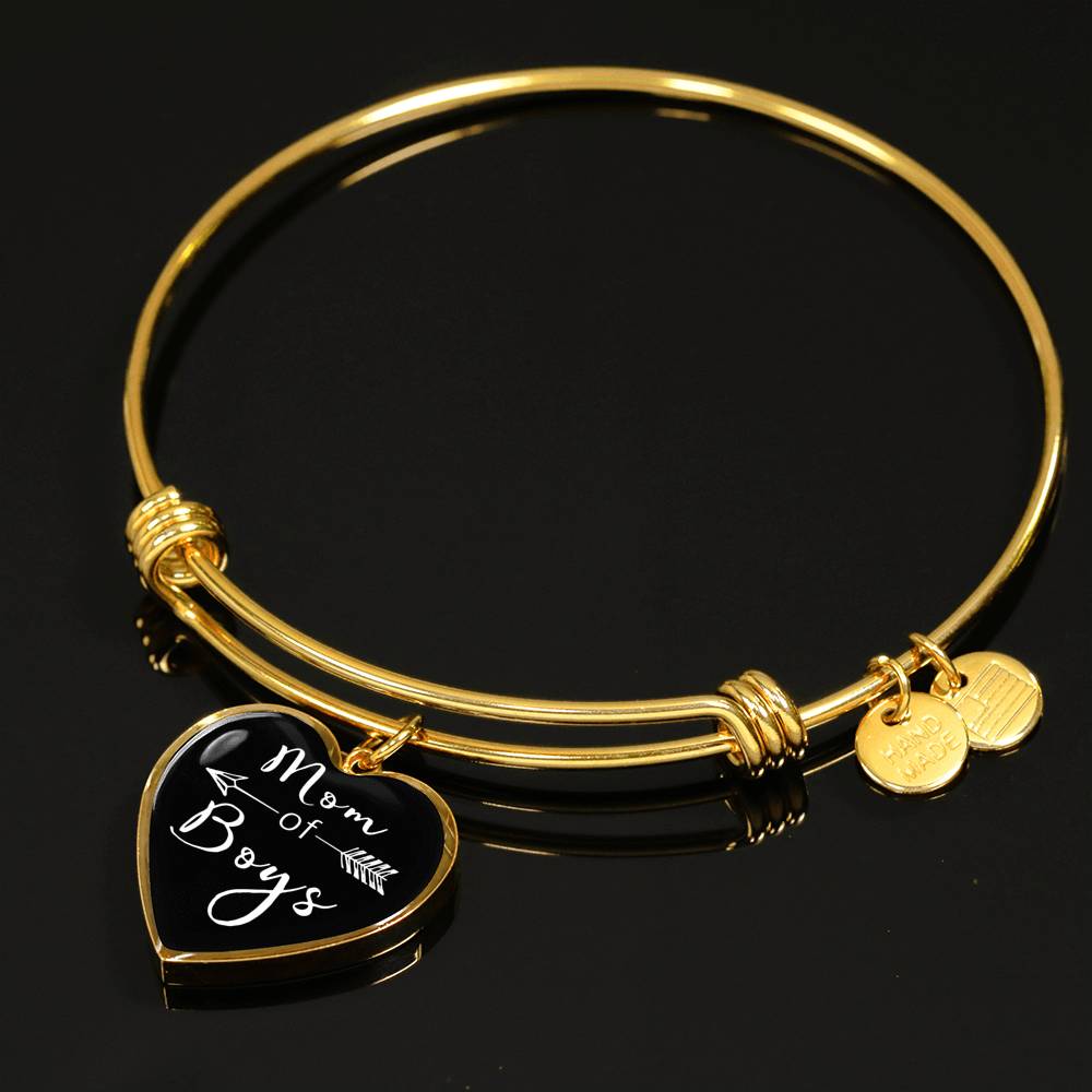 Mom Of Boys - Gold/Silver Heart Bracelet - Black