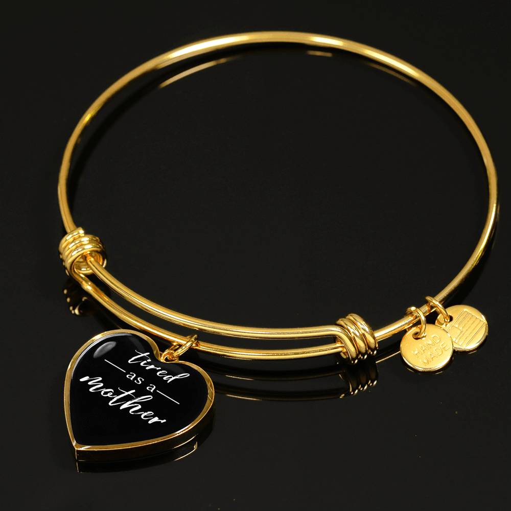 Tired As A Mother - Gold/Silver Heart Bracelet - Black