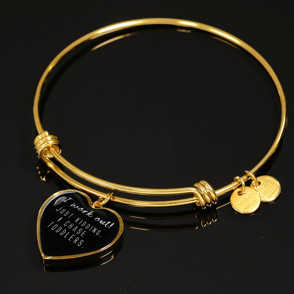 I Work Out! - Gold/Silver Heart Bracelet - Black