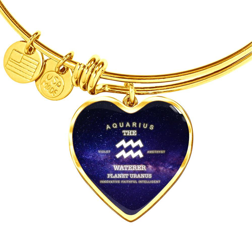 Aquarius Gold/Silver Zodiac Heart Bracelet