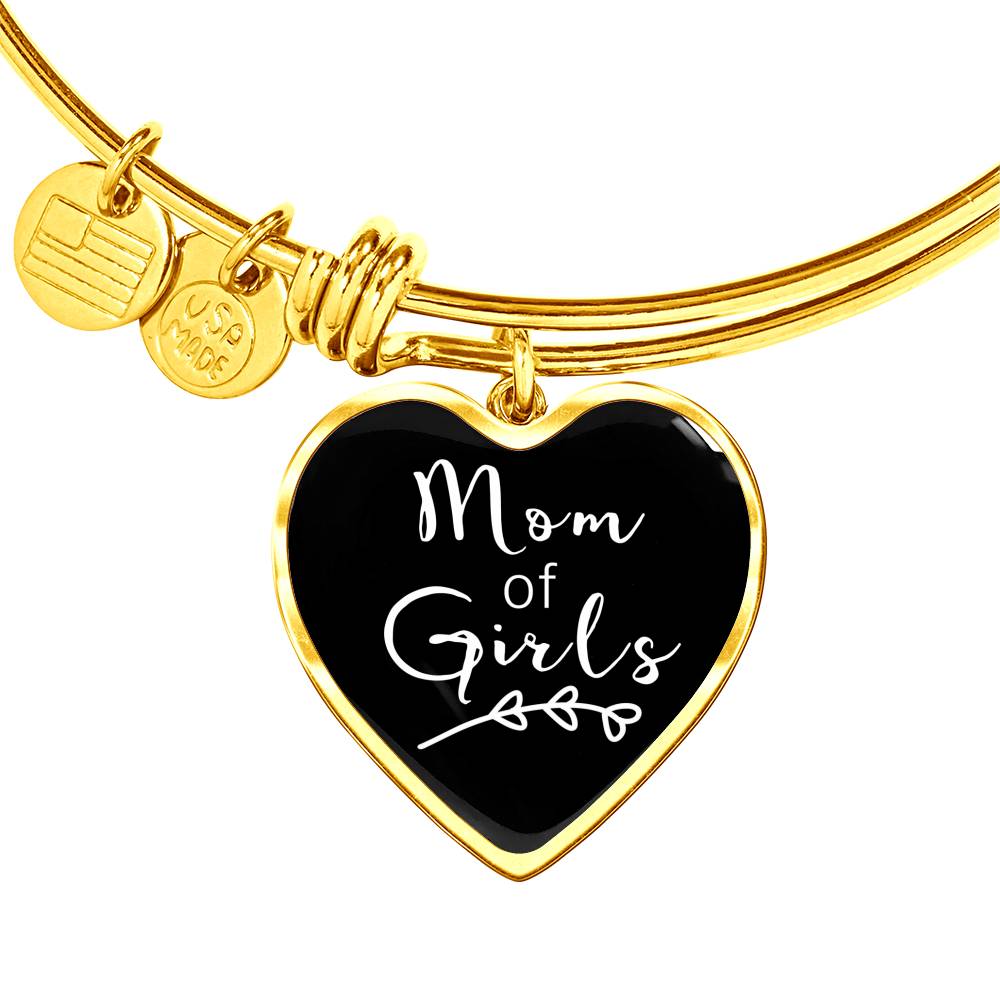Mom Of Girls - Gold/Silver Heart Bracelet - Black