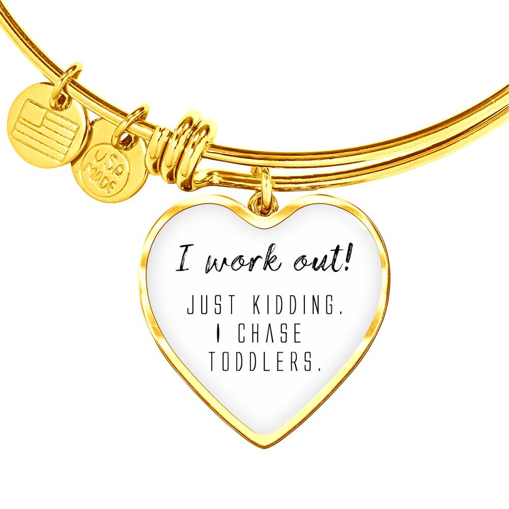 I Work Out! - Gold/Silver Heart Bracelet - White
