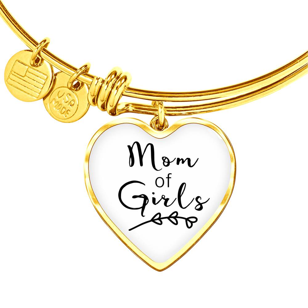 Mom Of Girls - Gold/Silver Heart Bracelet - White