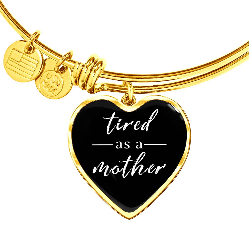 Tired As A Mother - Gold/Silver Heart Bracelet - Black