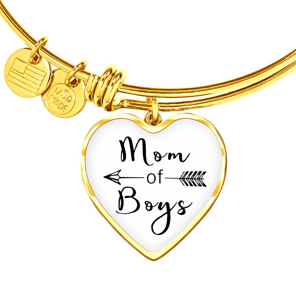 Mom Of Boys - Gold/Silver Heart Bracelet - White