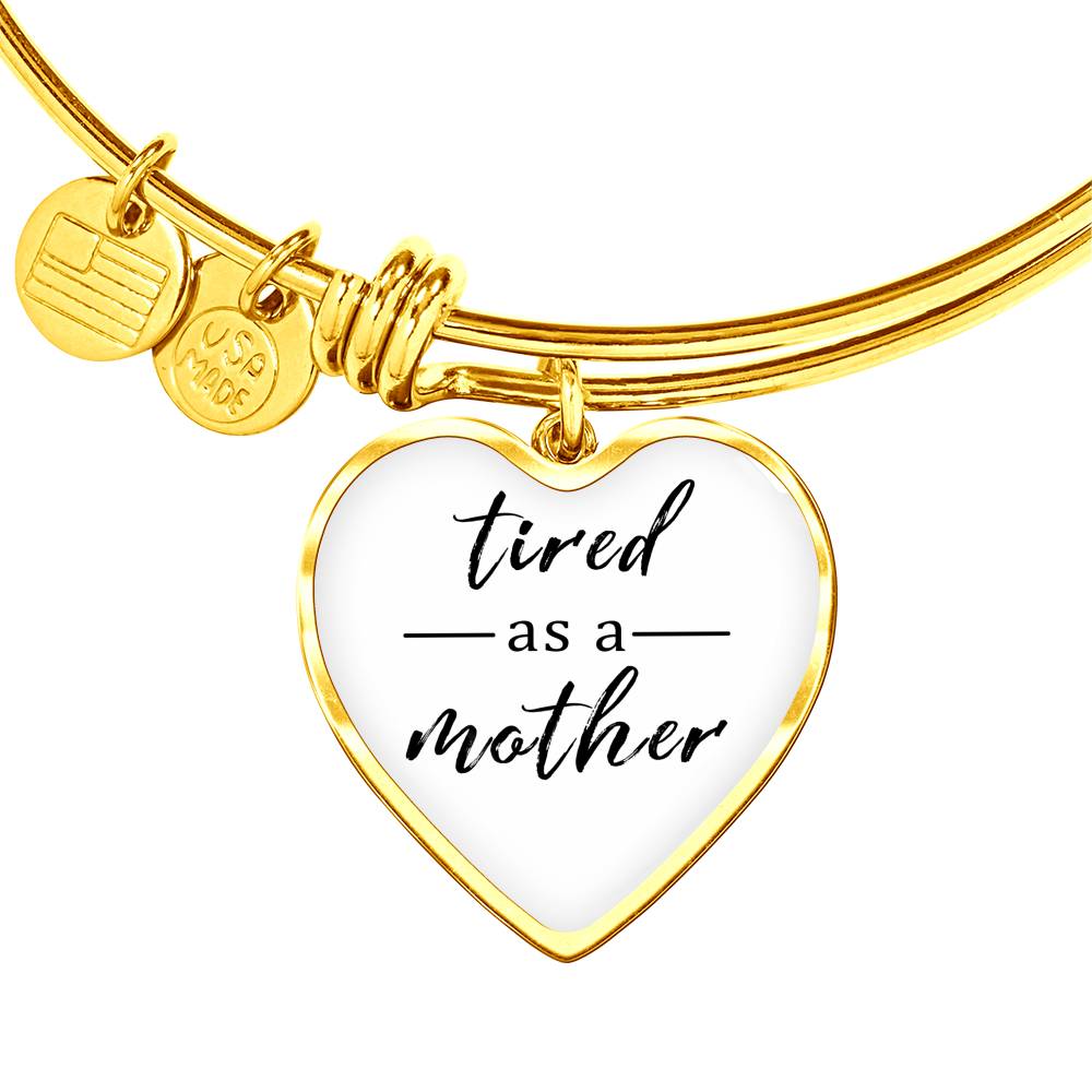 Tired As A Mother - Gold/Silver Heart Bracelet - White