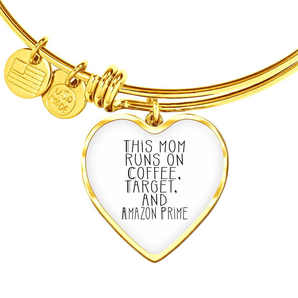 This Mom Runs - Gold/Silver Heart Bracelet - White