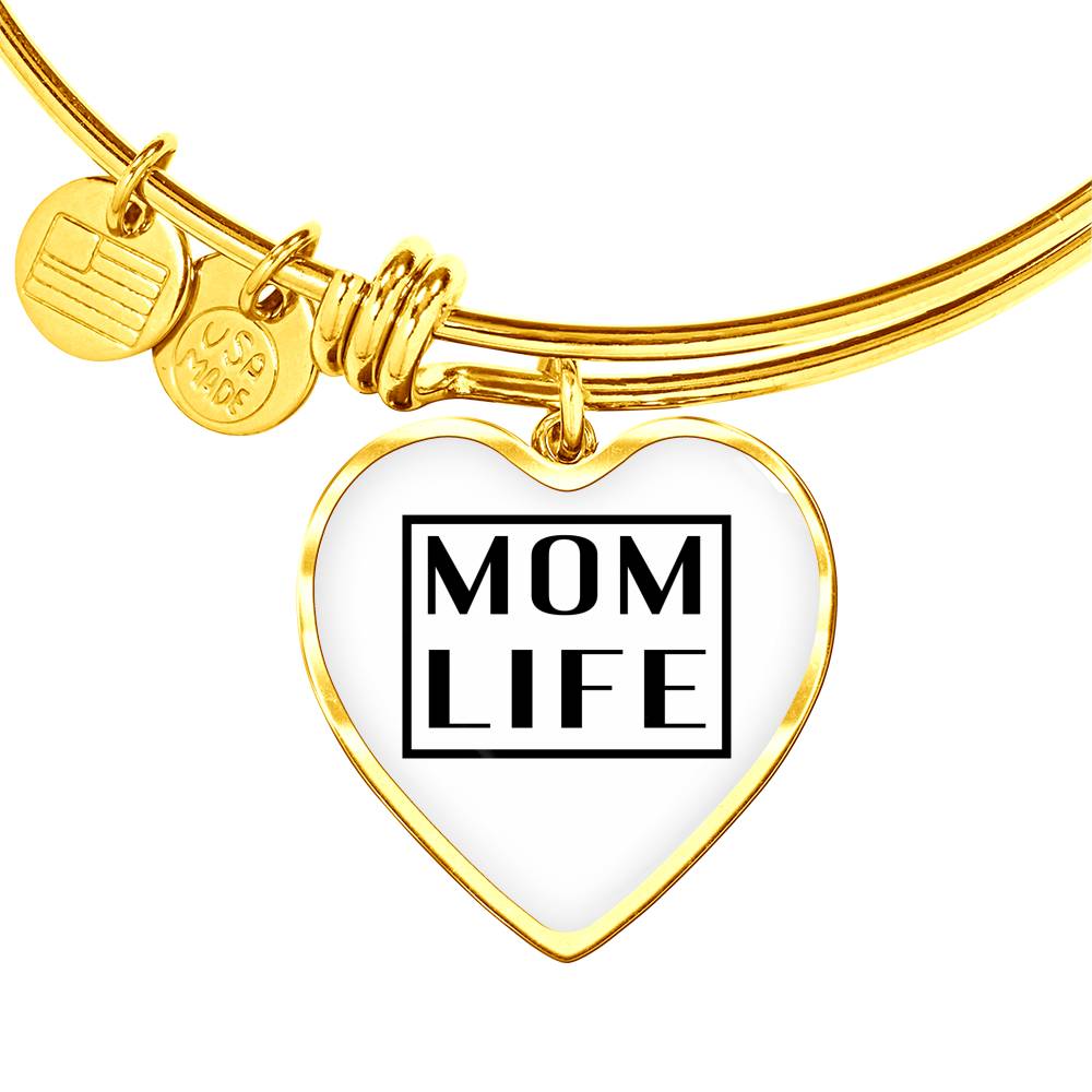 Mom Life - Gold/Silver Heart Bracelet - White