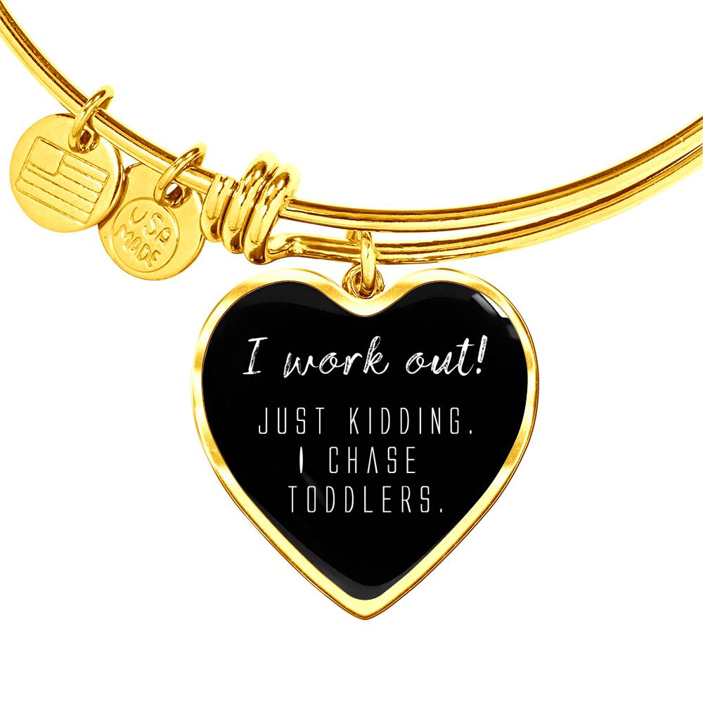 I Work Out! - Gold/Silver Heart Bracelet - Black