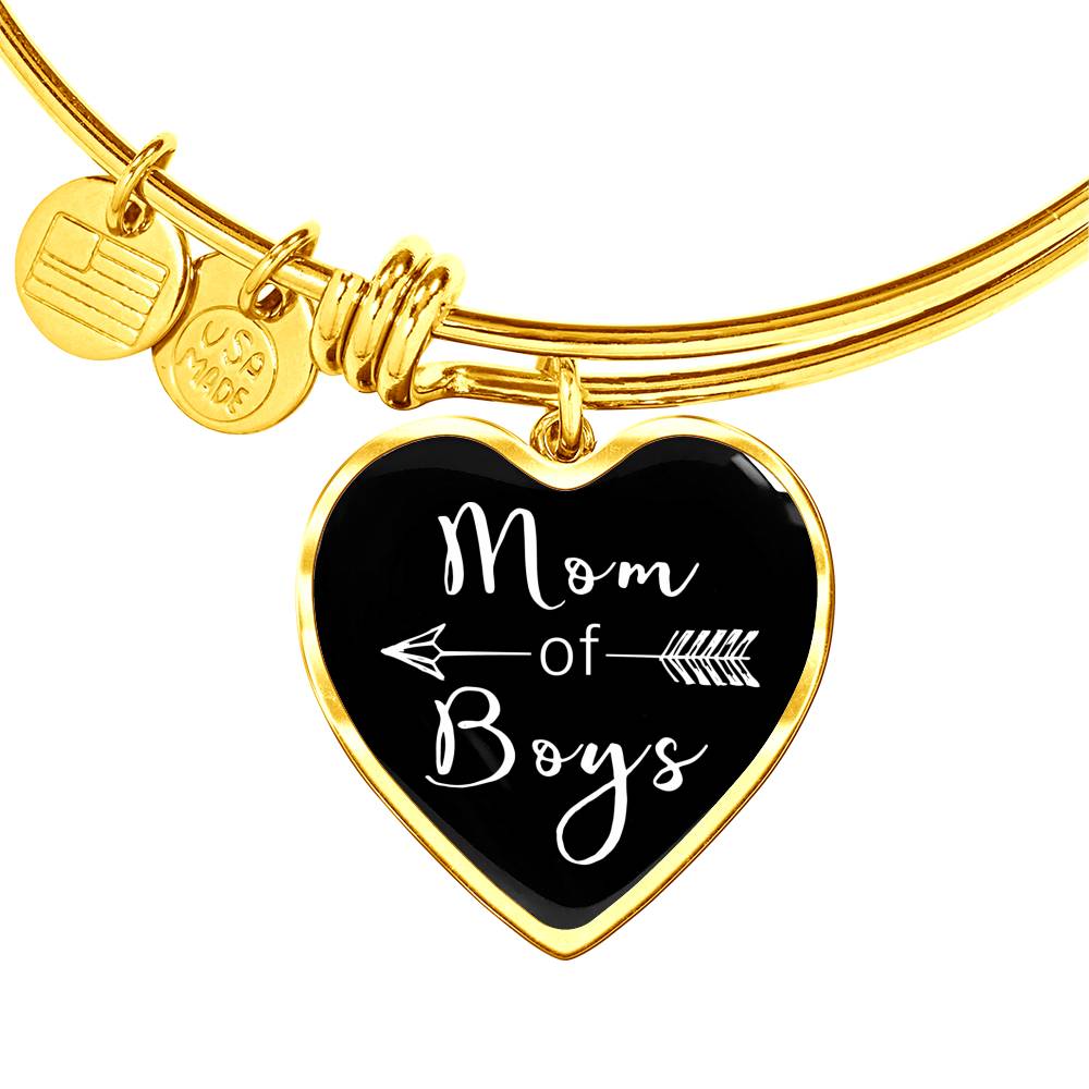 Mom Of Boys - Gold/Silver Heart Bracelet - Black