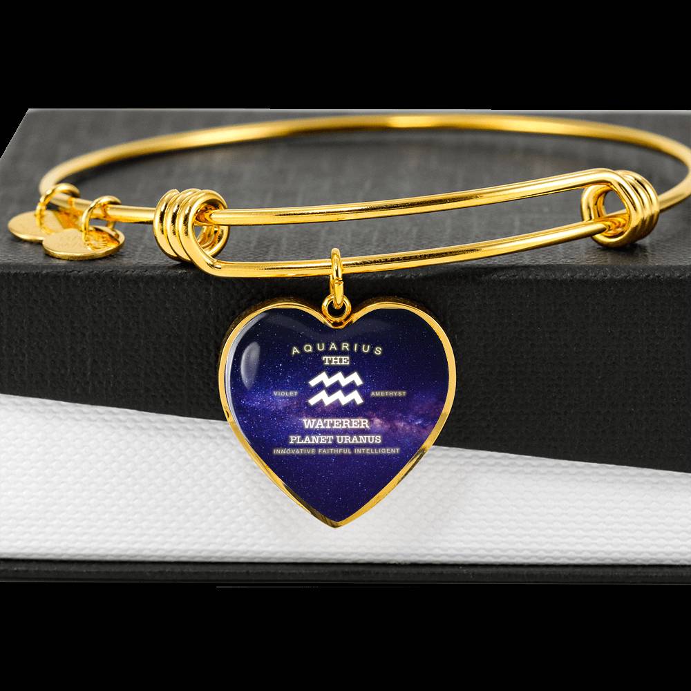 Aquarius Gold/Silver Zodiac Heart Bracelet