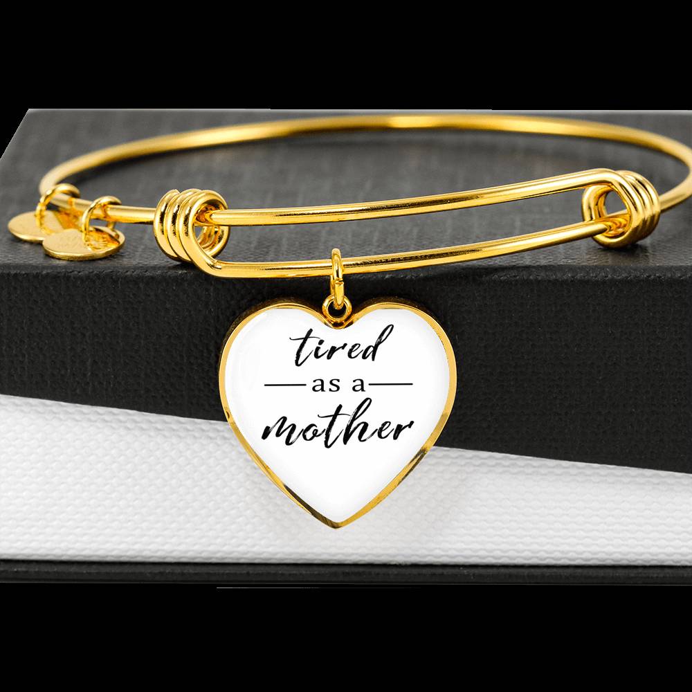 Tired As A Mother - Gold/Silver Heart Bracelet - White