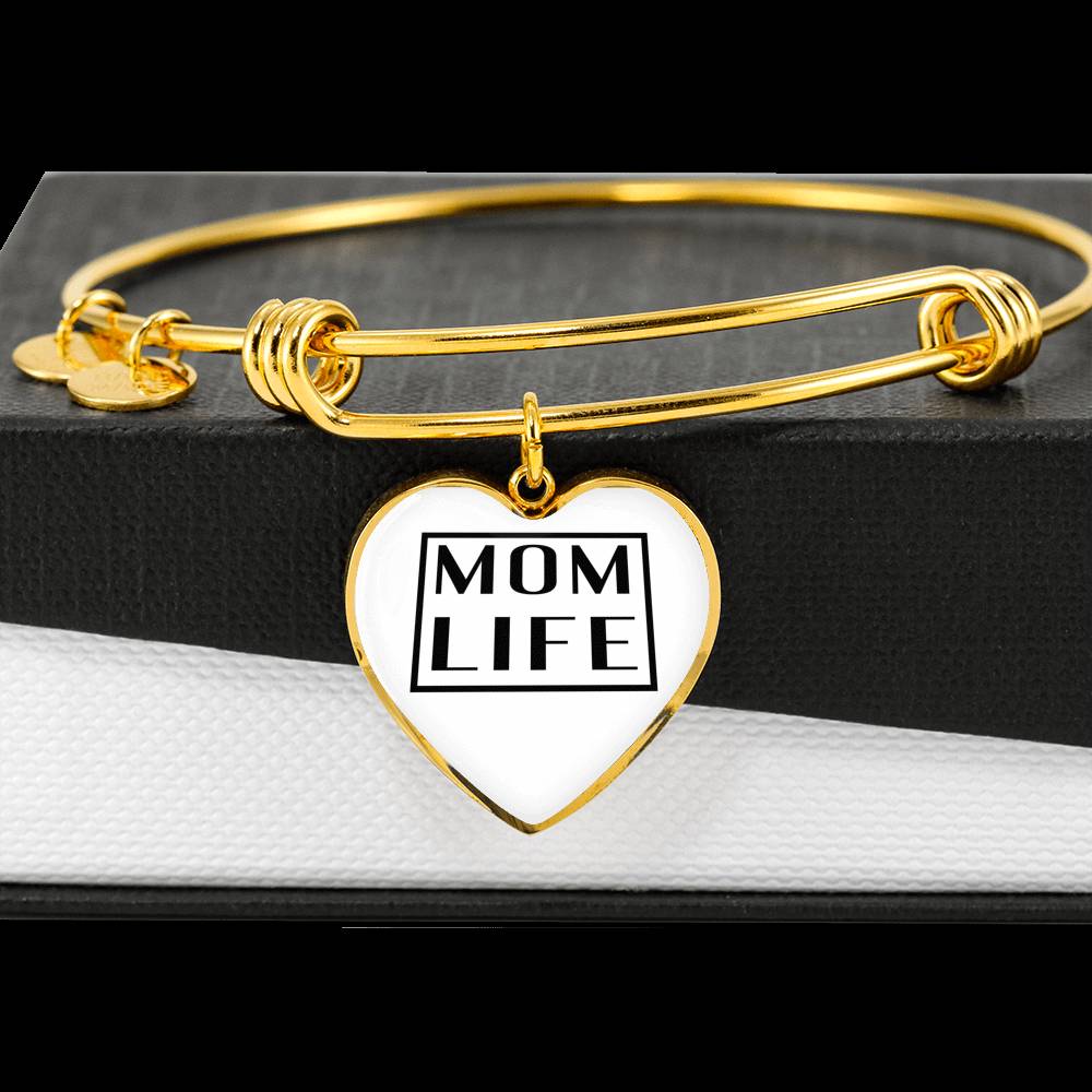 Mom Life - Gold/Silver Heart Bracelet - White