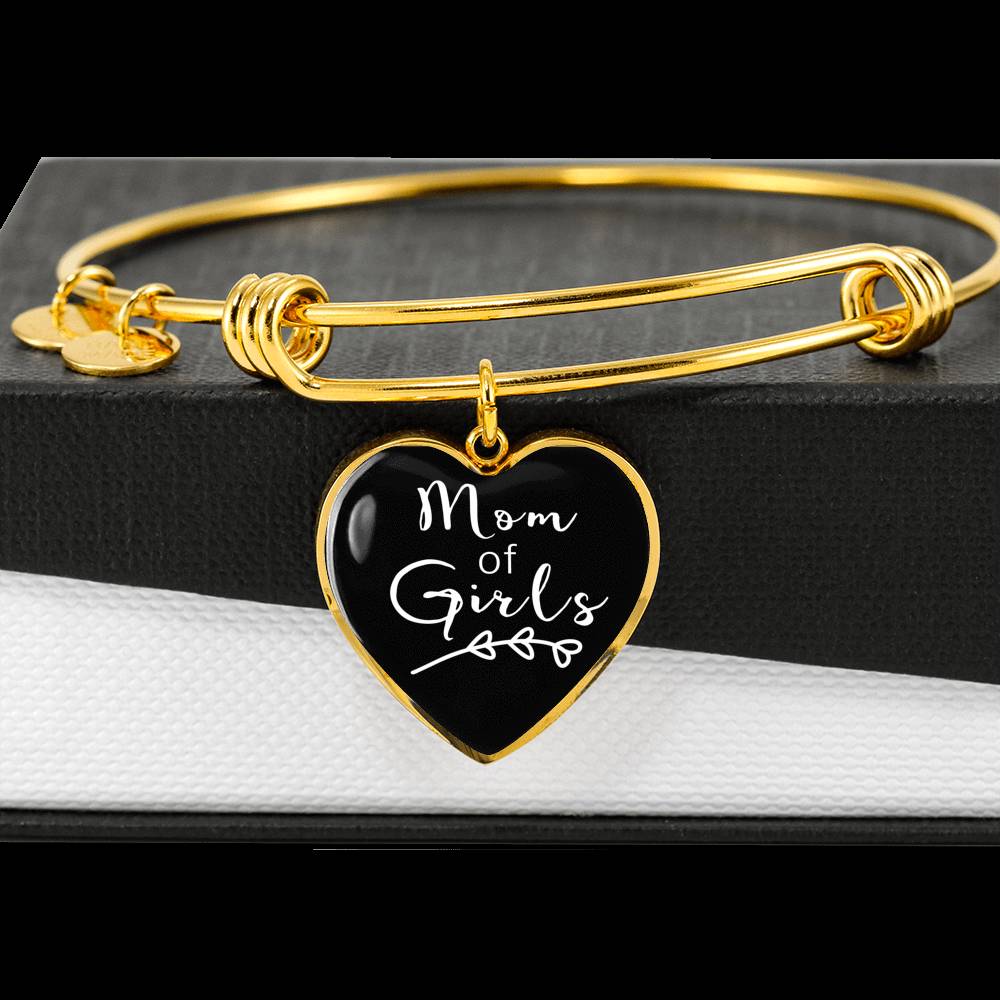 Mom Of Girls - Gold/Silver Heart Bracelet - Black