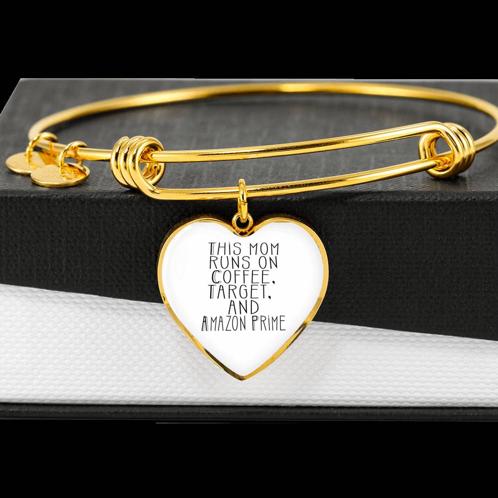 This Mom Runs - Gold/Silver Heart Bracelet - White
