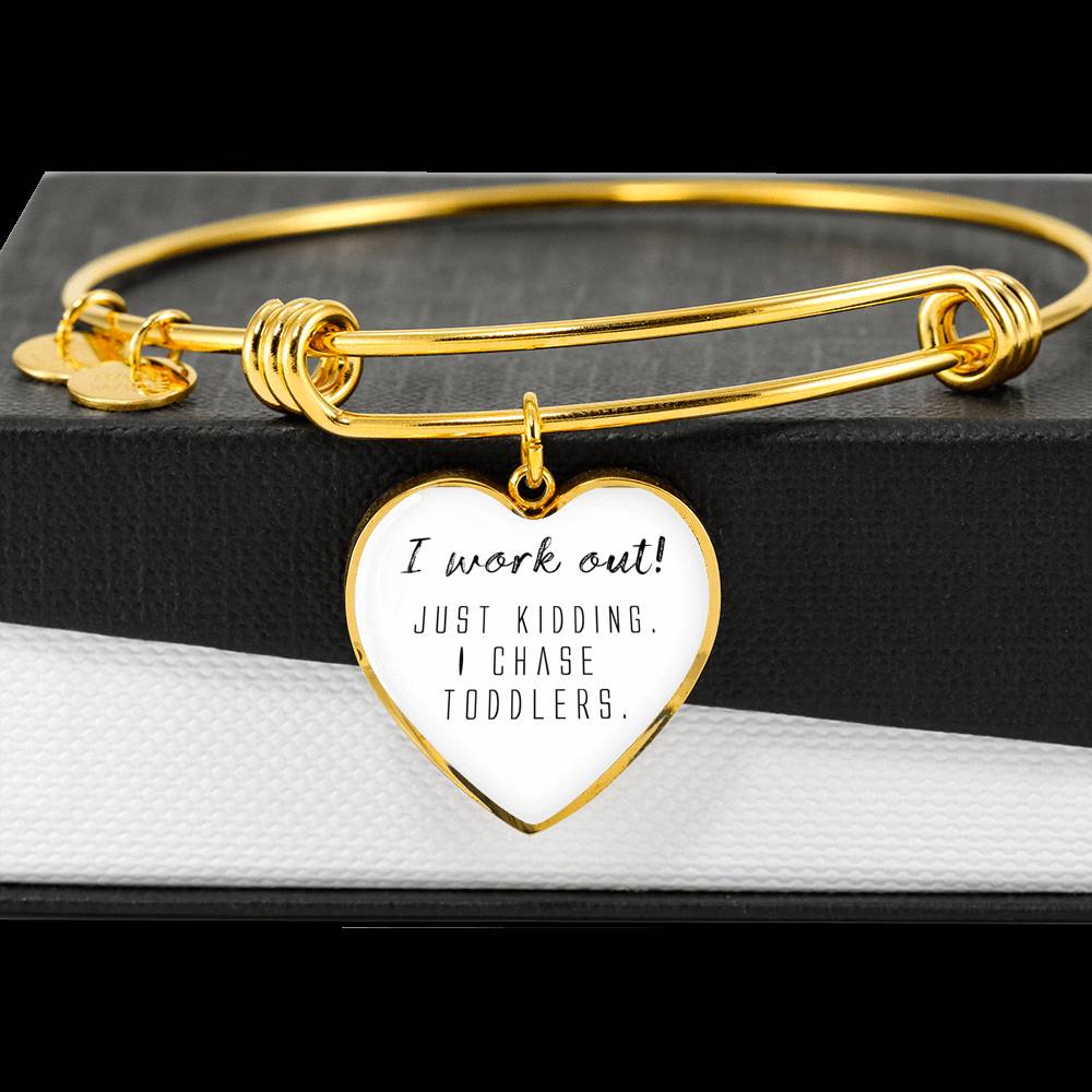 I Work Out! - Gold/Silver Heart Bracelet - White